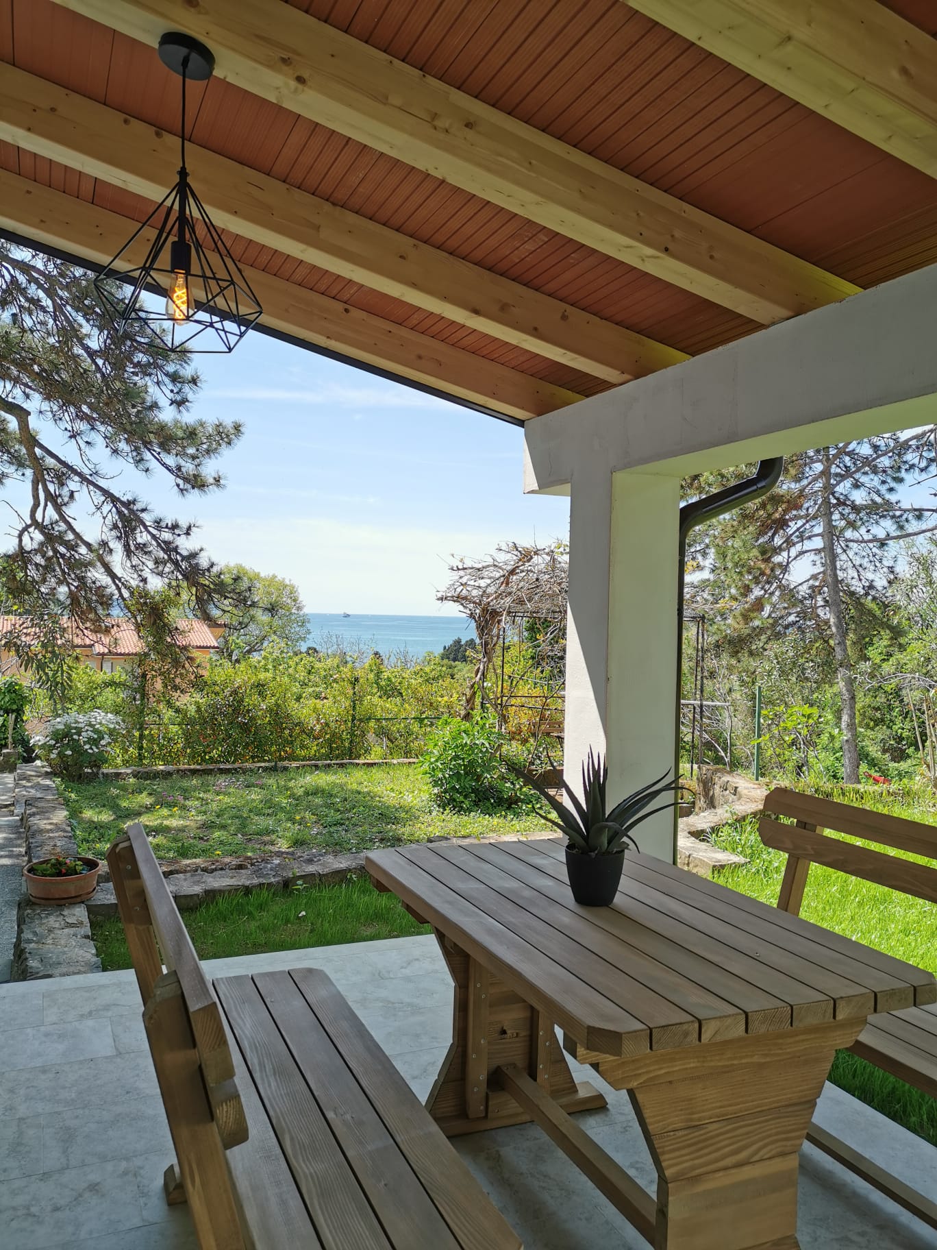 Terrace with wooden table